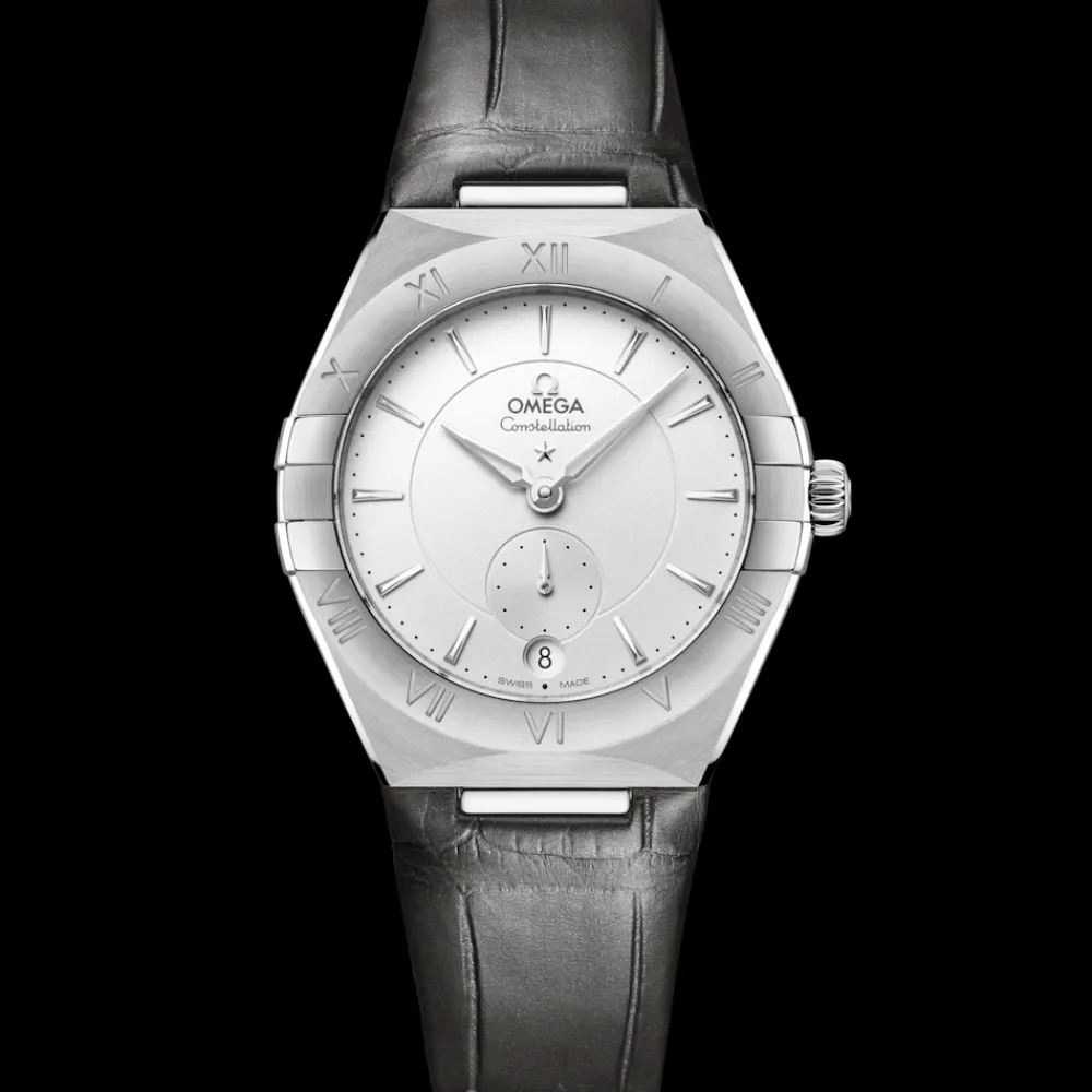 34 mm, steel on leather strap^OMEGA Outlet