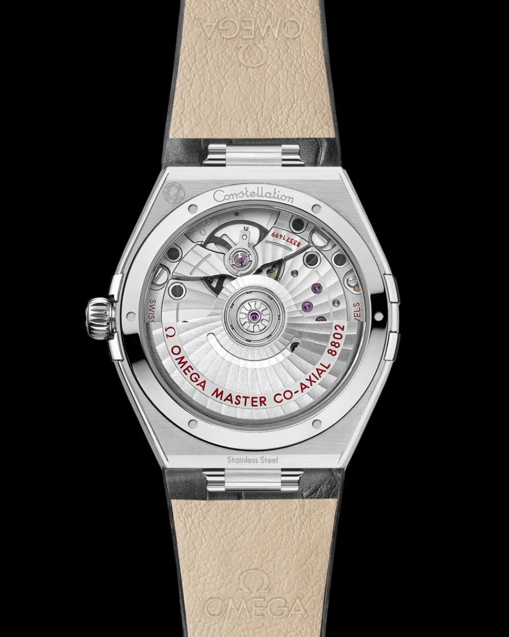 34 mm, steel on leather strap^OMEGA Outlet