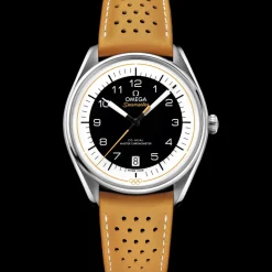 39.5 mm, steel on leather strap^OMEGA Discount