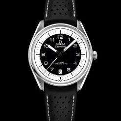 39.5 mm, steel on leather strap^OMEGA Clearance