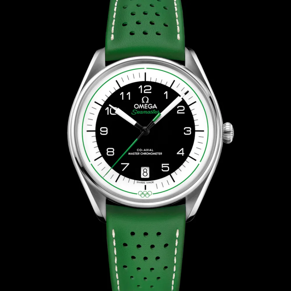 39.5 mm, steel on leather strap^OMEGA New