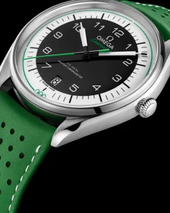 39.5 mm, steel on leather strap^OMEGA New