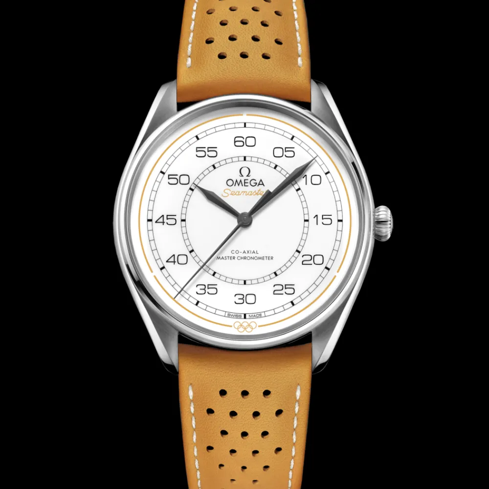 39.5 mm, steel on leather strap^OMEGA Outlet