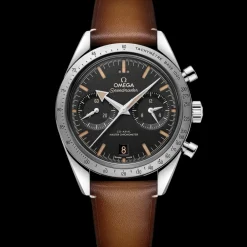 40.5 mm, steel on leather strap^OMEGA Outlet