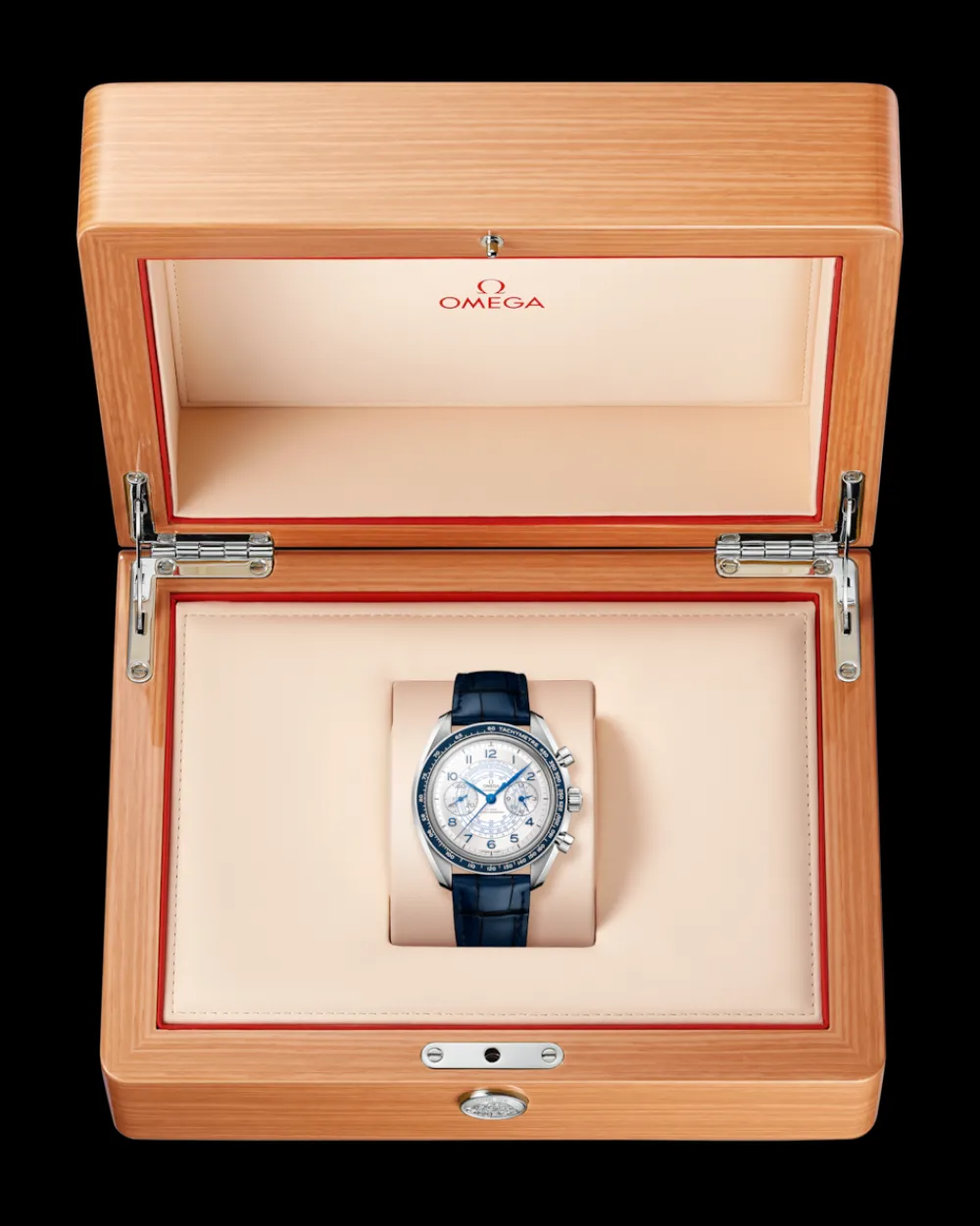 43 mm, steel on leather strap^OMEGA Hot