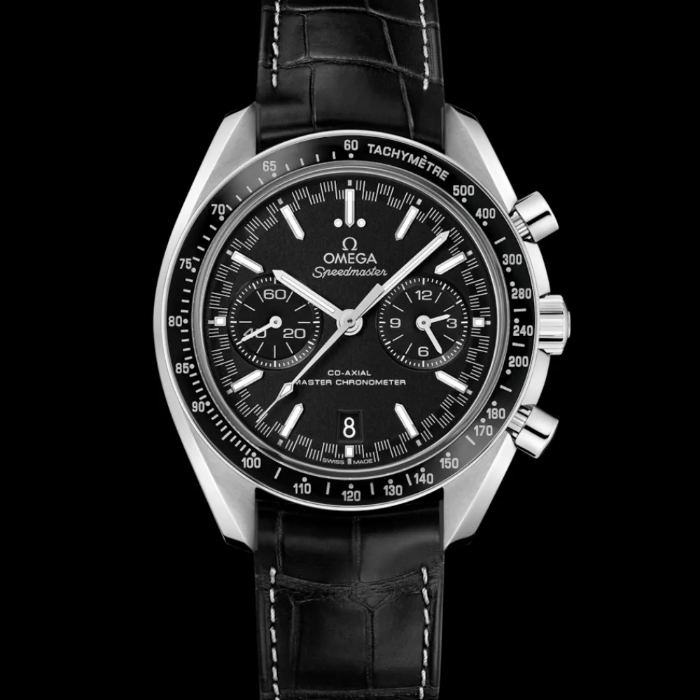 44.25 mm, steel on leather strap^OMEGA New