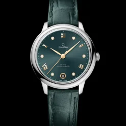 34 mm, steel on leather strap^OMEGA Fashion