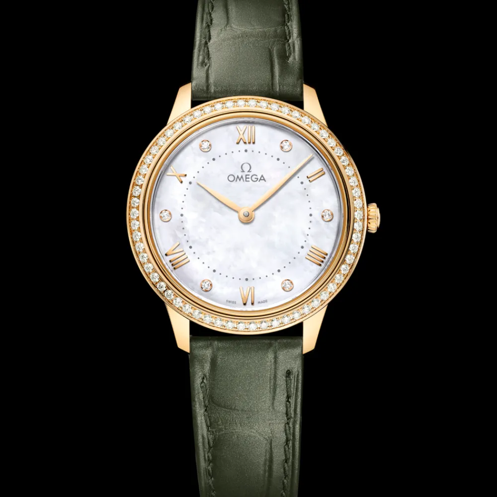 30 mm, yellow gold on leather strap^OMEGA Online
