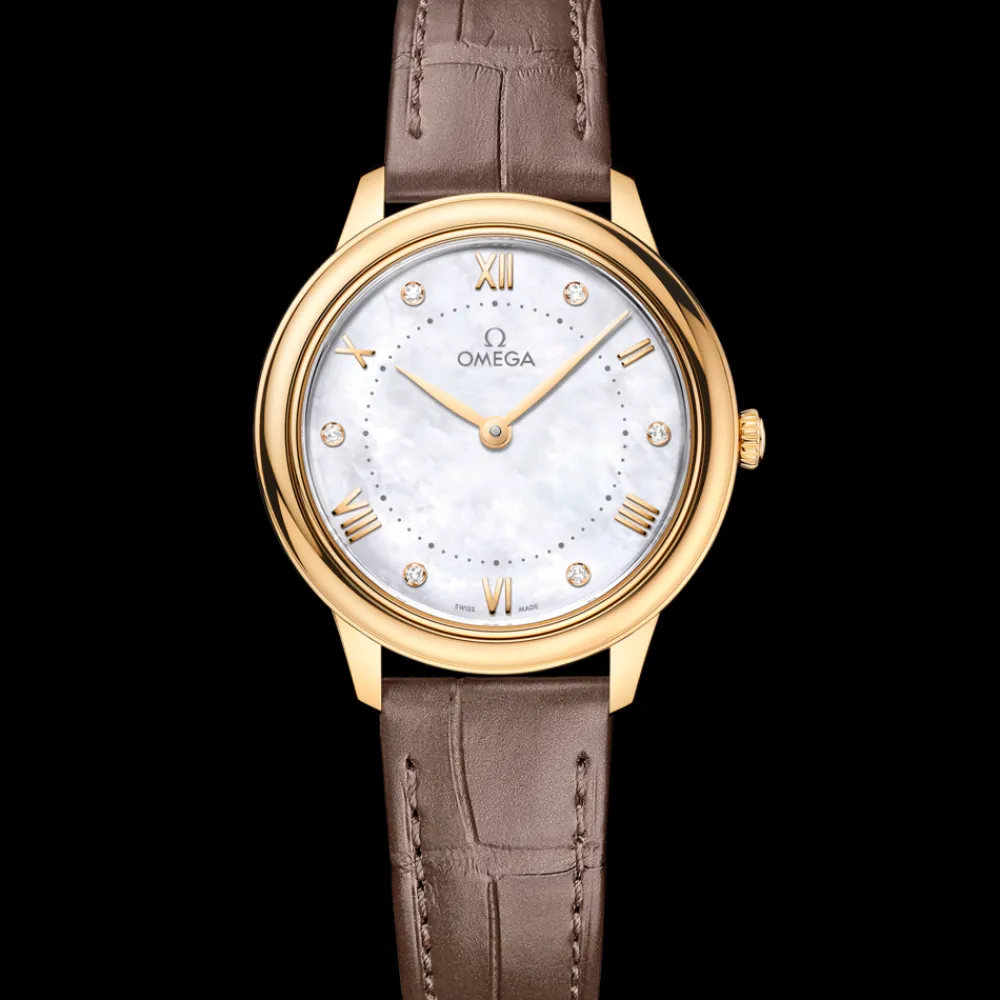 30 mm, yellow gold on leather strap^OMEGA Best