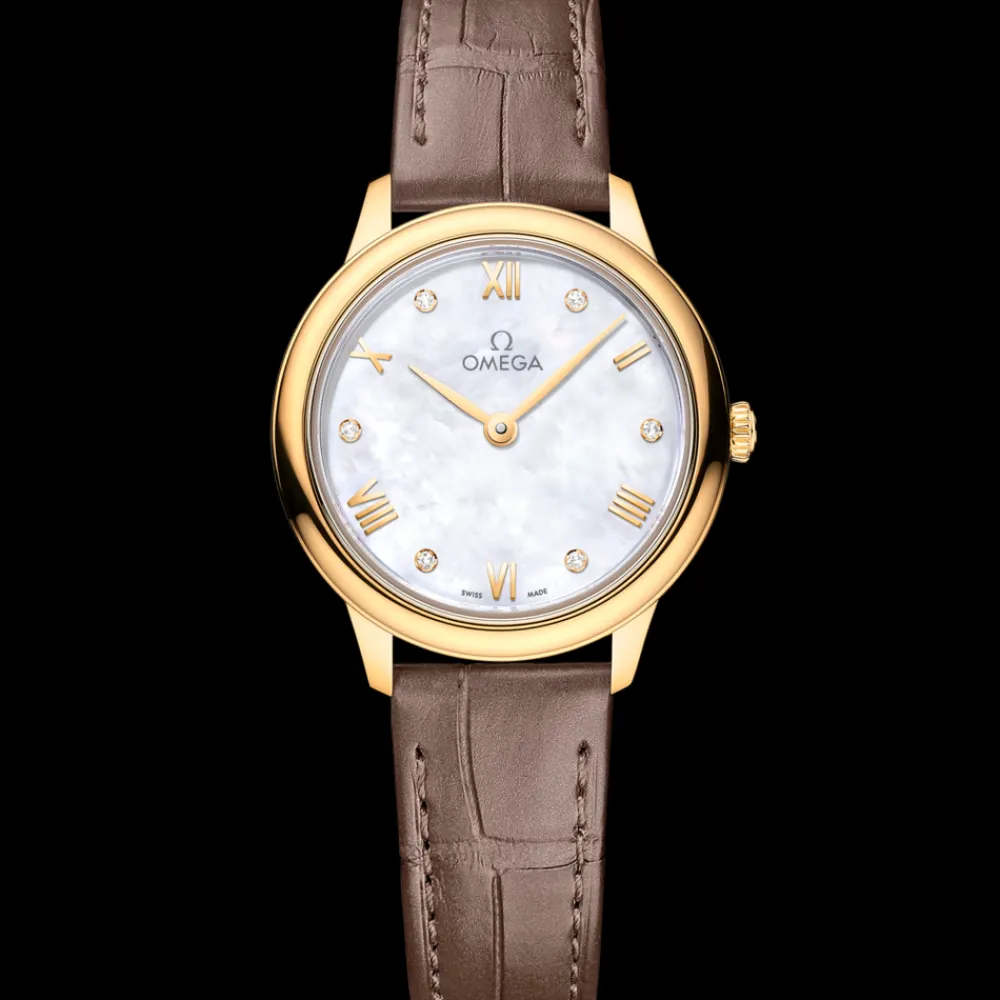 27.5 mm, yellow gold on leather strap^OMEGA Best