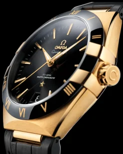 41 mm, yellow gold on leather strap^OMEGA Discount