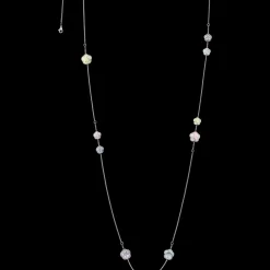Necklace, 18k white gold, angelite, chalcedony, jade, opale^OMEGA Fashion