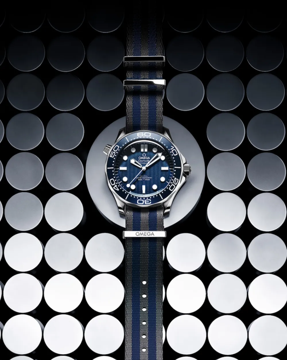 Polyamide, 5 stripe grey and blue^OMEGA New