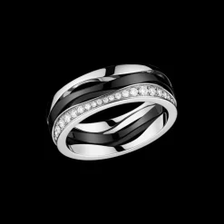 Ring, 18k white gold, ceramic, diamonds^OMEGA Discount
