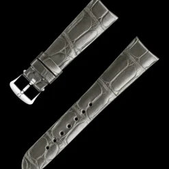 Shiny grey alligator leather strap with pin buckle^OMEGA Hot