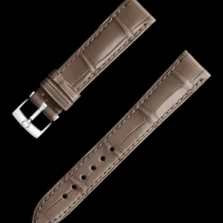 Taupe brown alligator leather strap with pin buckle^OMEGA Online