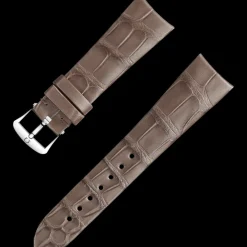 Taupe brown alligator leather strap with pin buckle^OMEGA Clearance