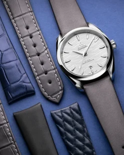 Technological‑satin grey strap with pin buckle^OMEGA Online