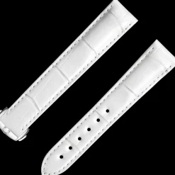 White alligator leather strap with foldover clasp^OMEGA Clearance