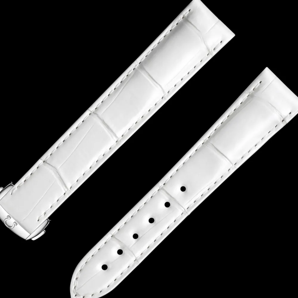 White alligator leather strap with foldover clasp^OMEGA Clearance