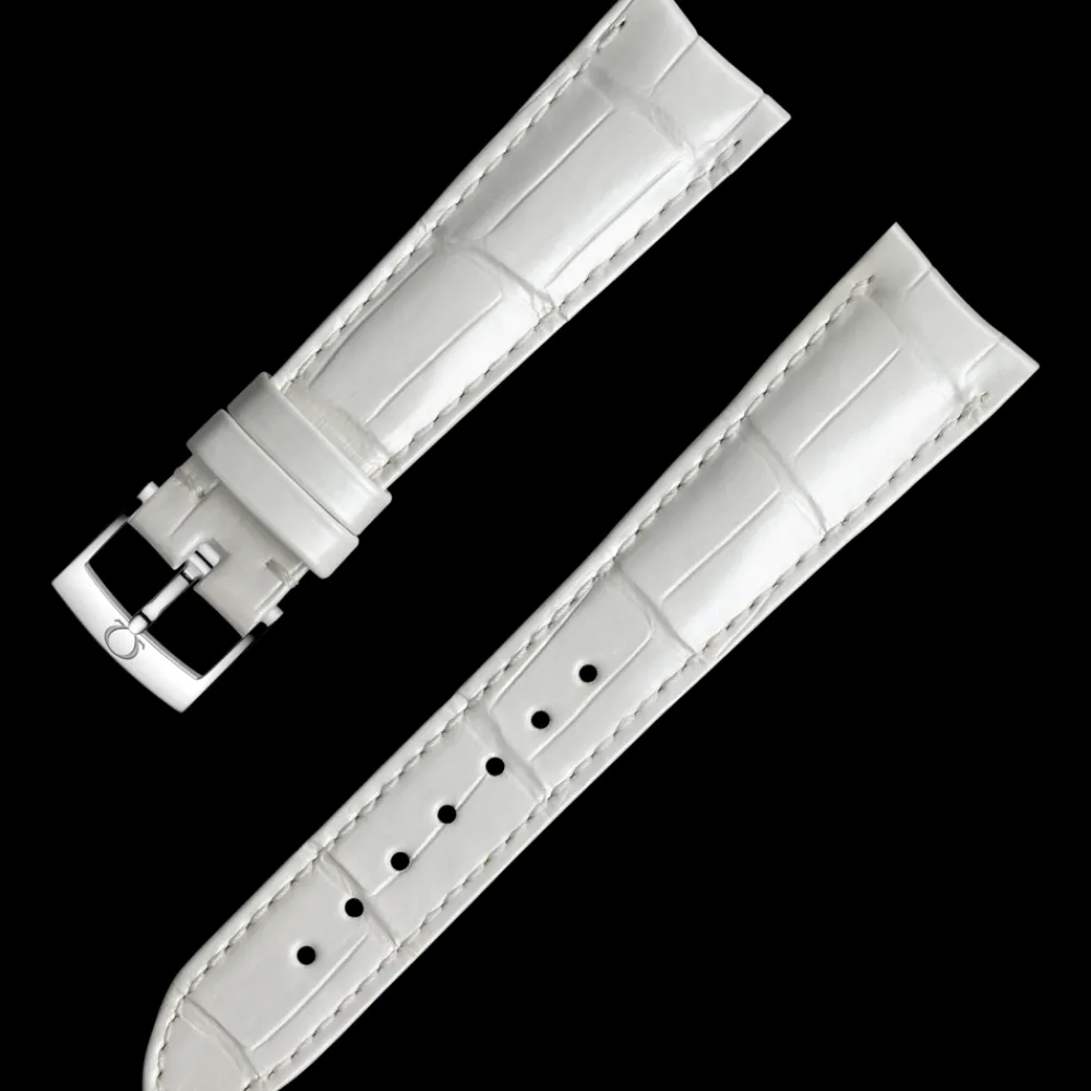 White alligator leather strap with pin buckle^OMEGA Best